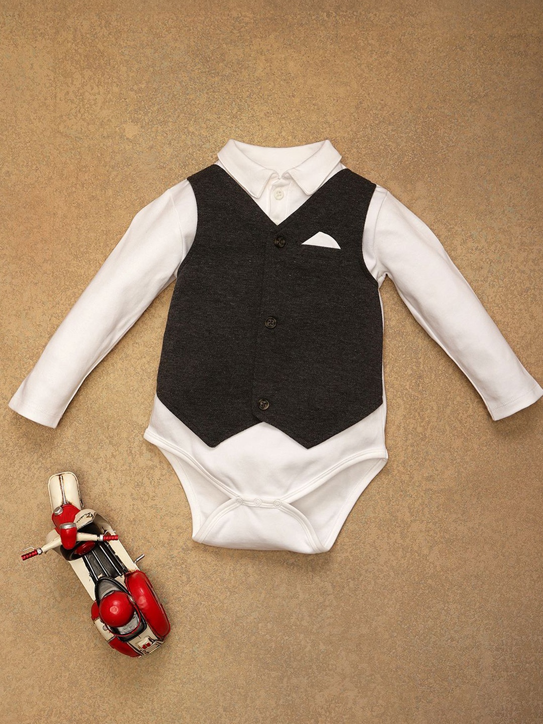 

One Friday Boys Cotton Bodysuit, Black