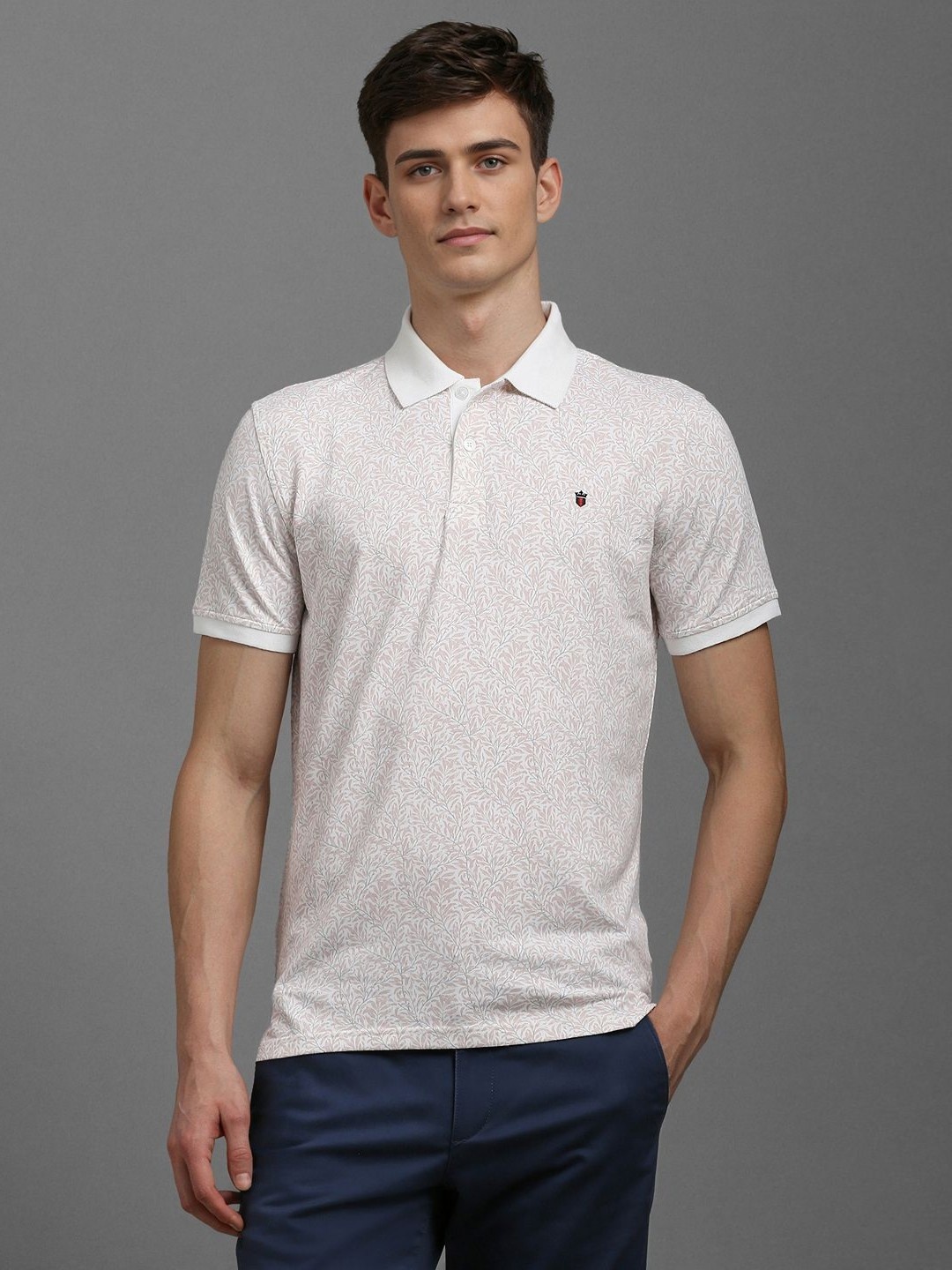 

Louis Philippe Sport Men Printed Polo Collar Slim Fit T-shirt, White