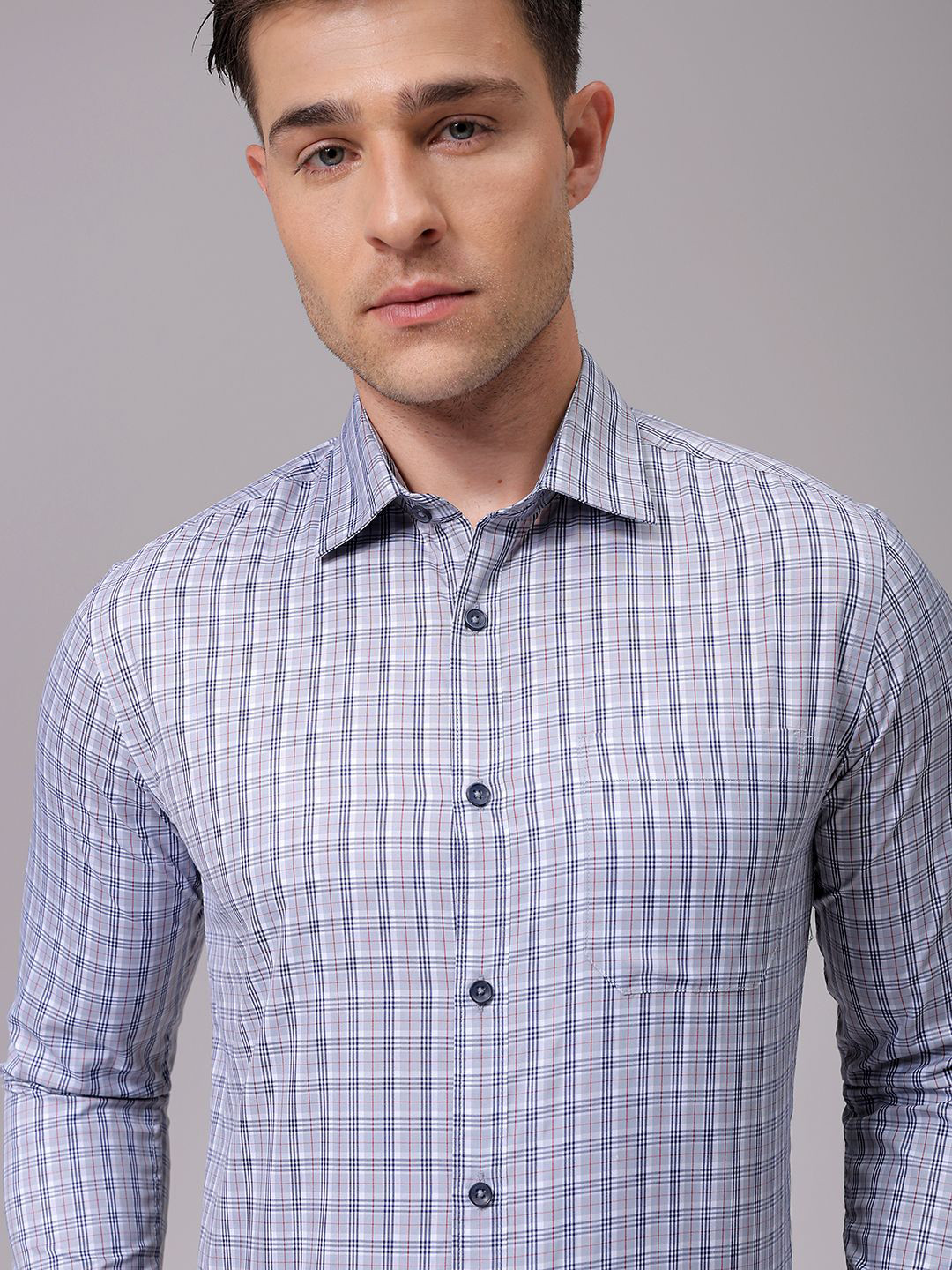 

The Indian Garage Co. X Luxe Men Slim Fit Opaque Checked Formal Shirt, Grey