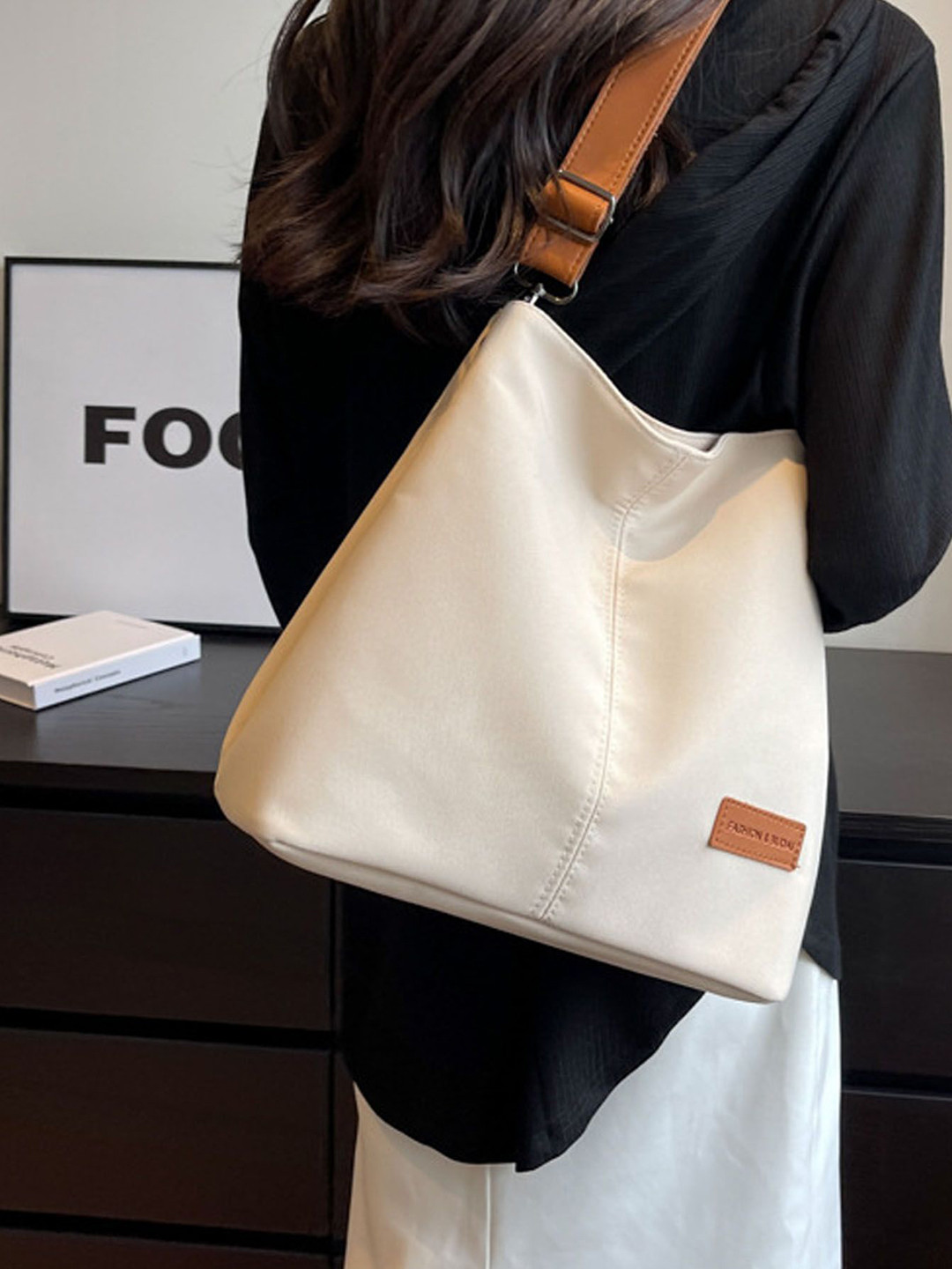 

StyleCast Beige Structured Shoulder Bag