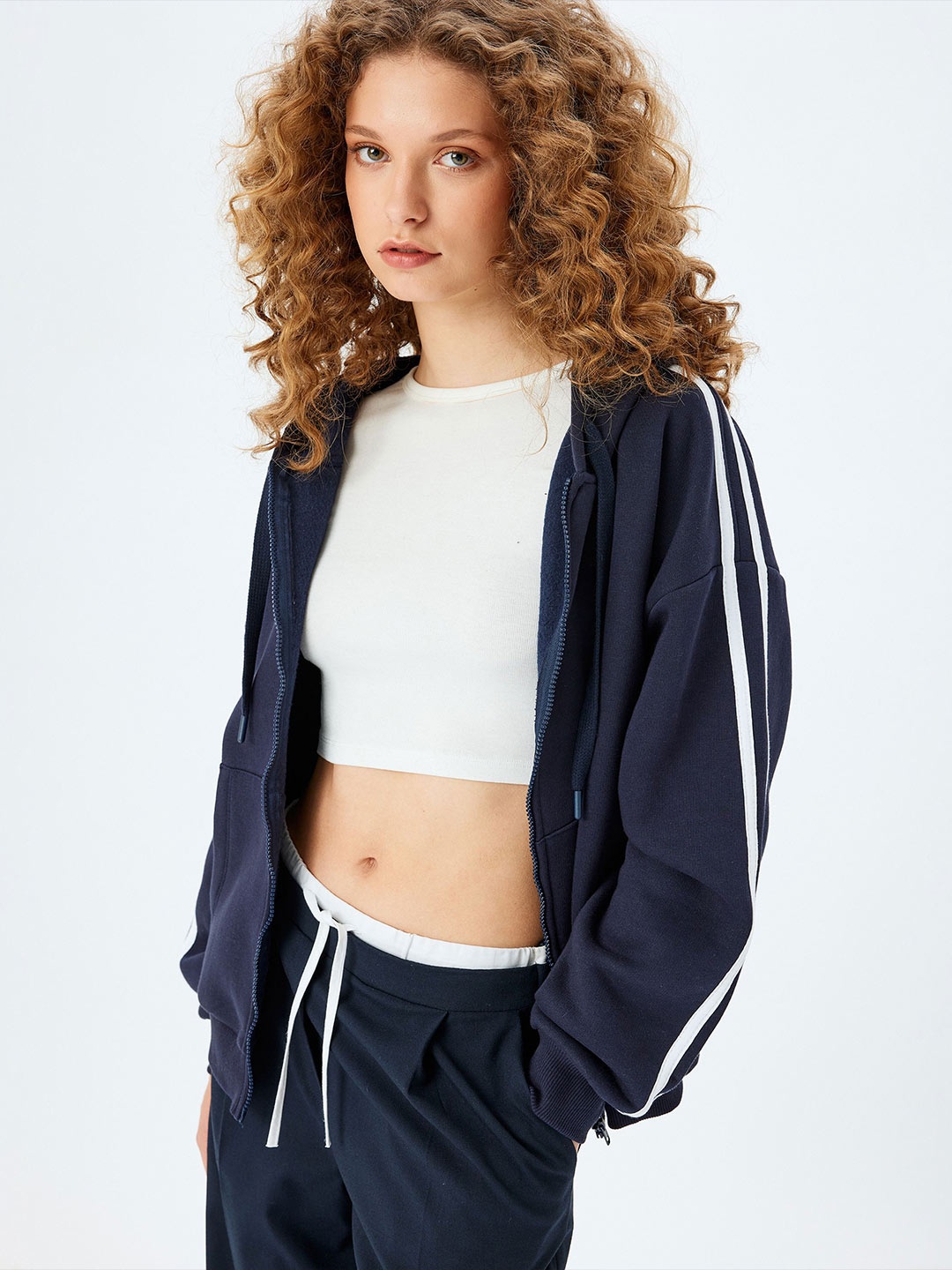 

Koton Women Hooded Sweatshirt, Navy blue
