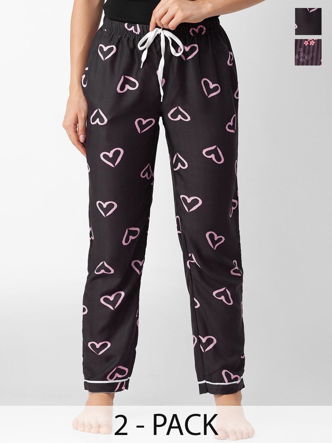 

FashionRack Women Pack of 2 Printed Pyjamas, Multi