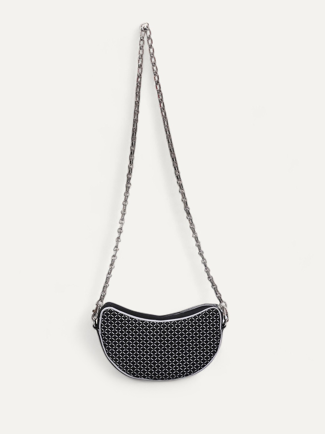 

Rioz Oversized Structured Sling Bag with Cut Work, Black