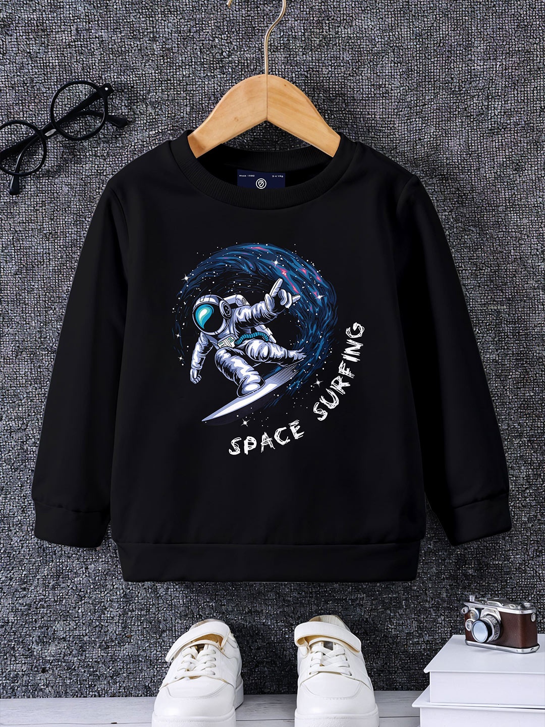 

CODEZ Boys Printed Round Neck Sweatshirt, Black