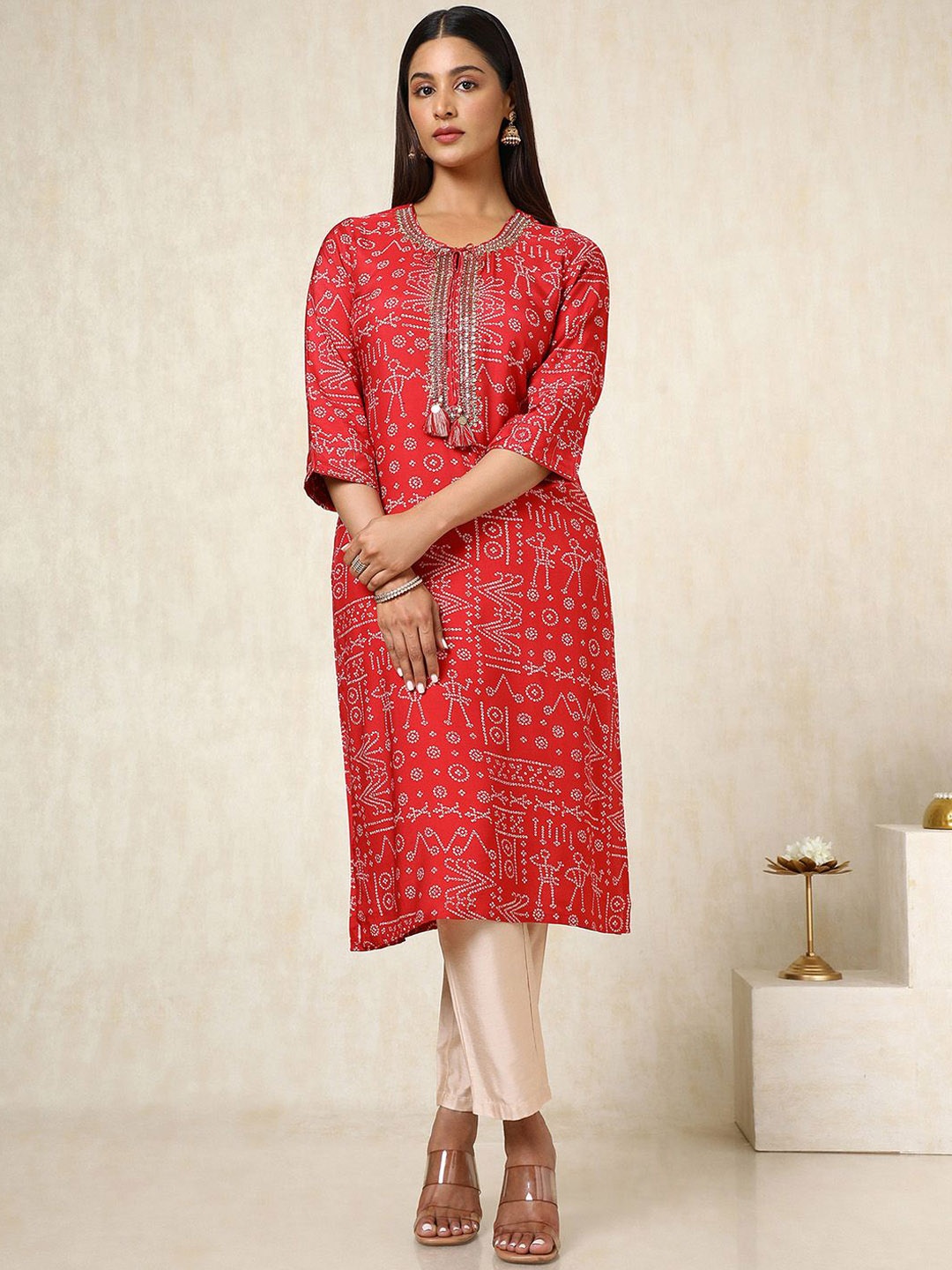 

Soch Women Bandhani Printed Kurta, Red
