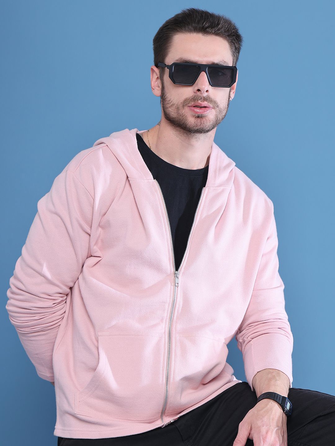 

DOOR74 Men Hooded Sweatshirt, Pink