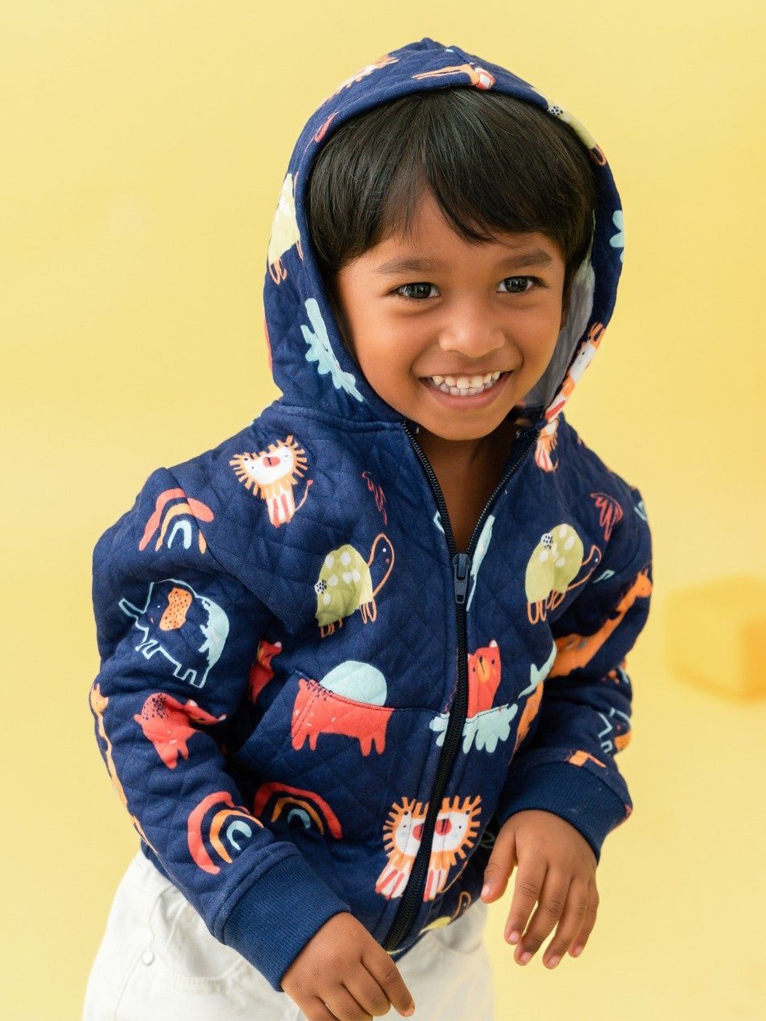 

A Toddler Thing Unisex Kids Printed Hooded Sweatshirt, Navy blue