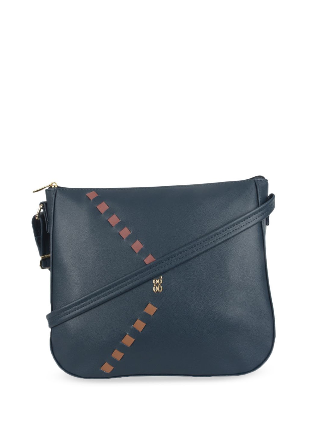 

Baggit PU Structured Sling Bag with Cut Work, Blue