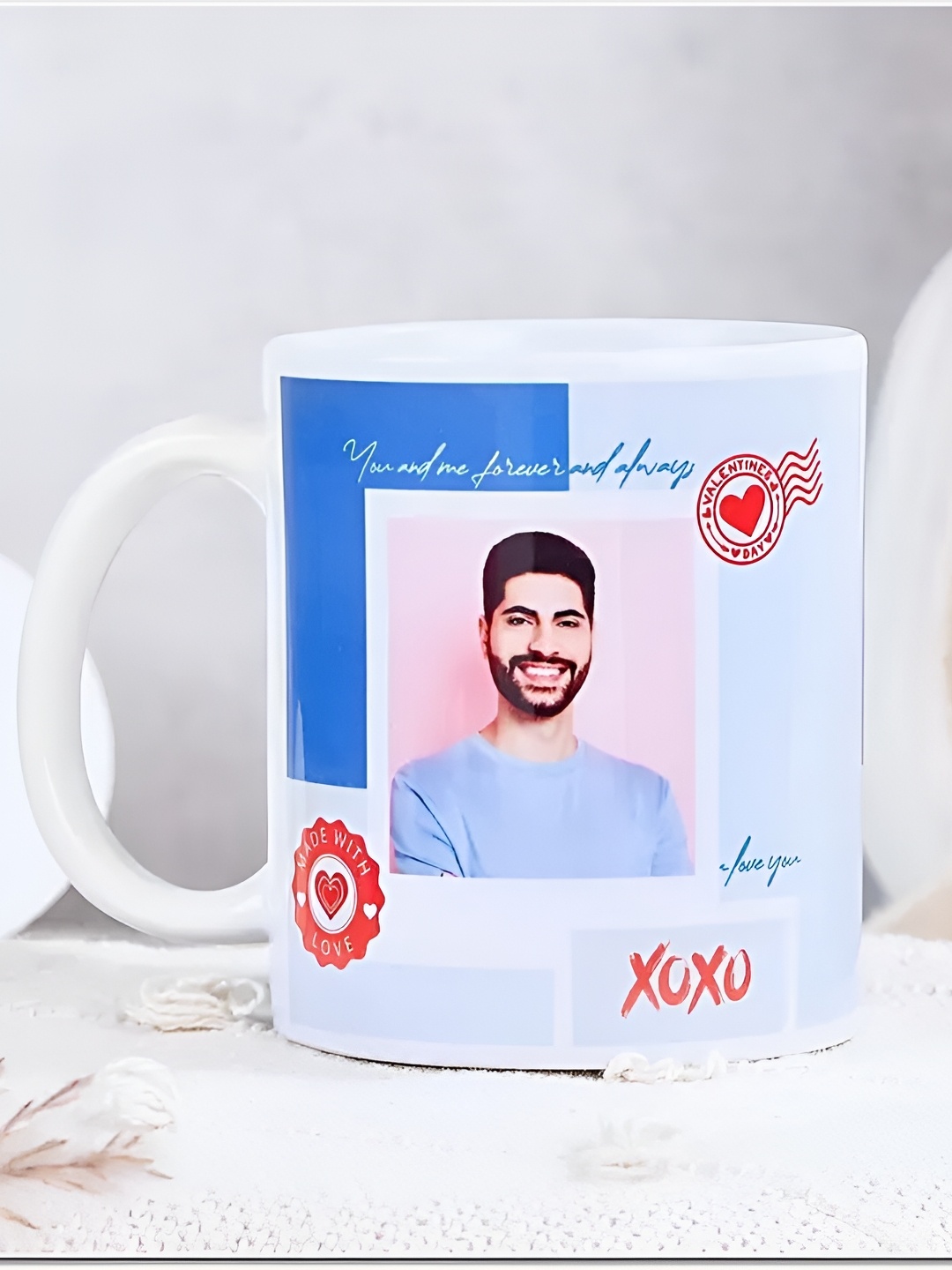 

fnp Blue & Red Printed Ceramic Glossy Mugs Set of Cups and Mugs