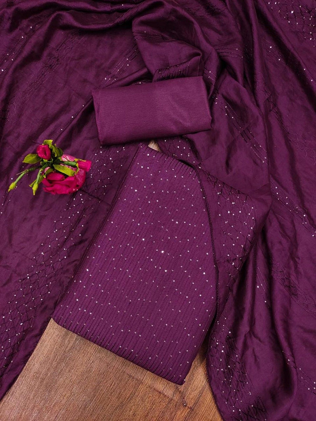 

mimi design Unstitched Dress Material, Purple