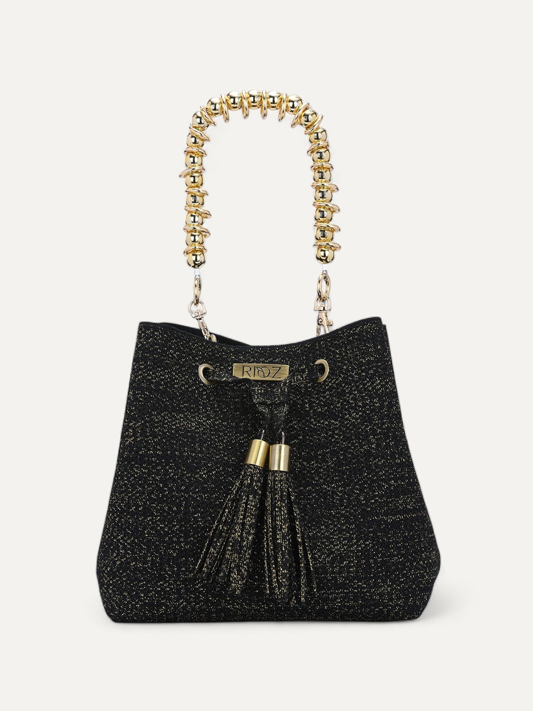 

Rioz Oversized Bucket Hobo Bag with Tasselled, Black