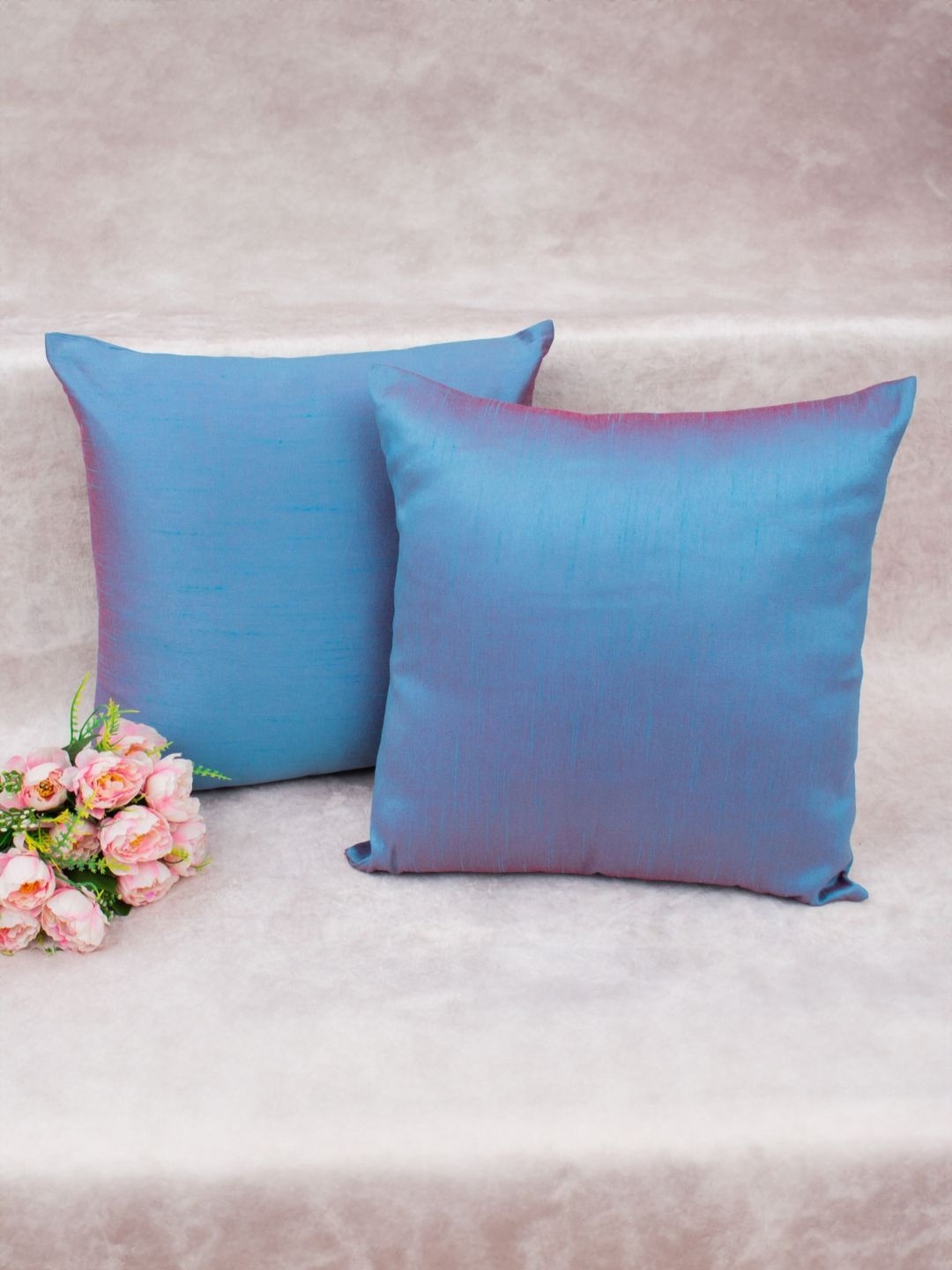 

RoyalDeco Blue Set of 2 Square Cushion Covers