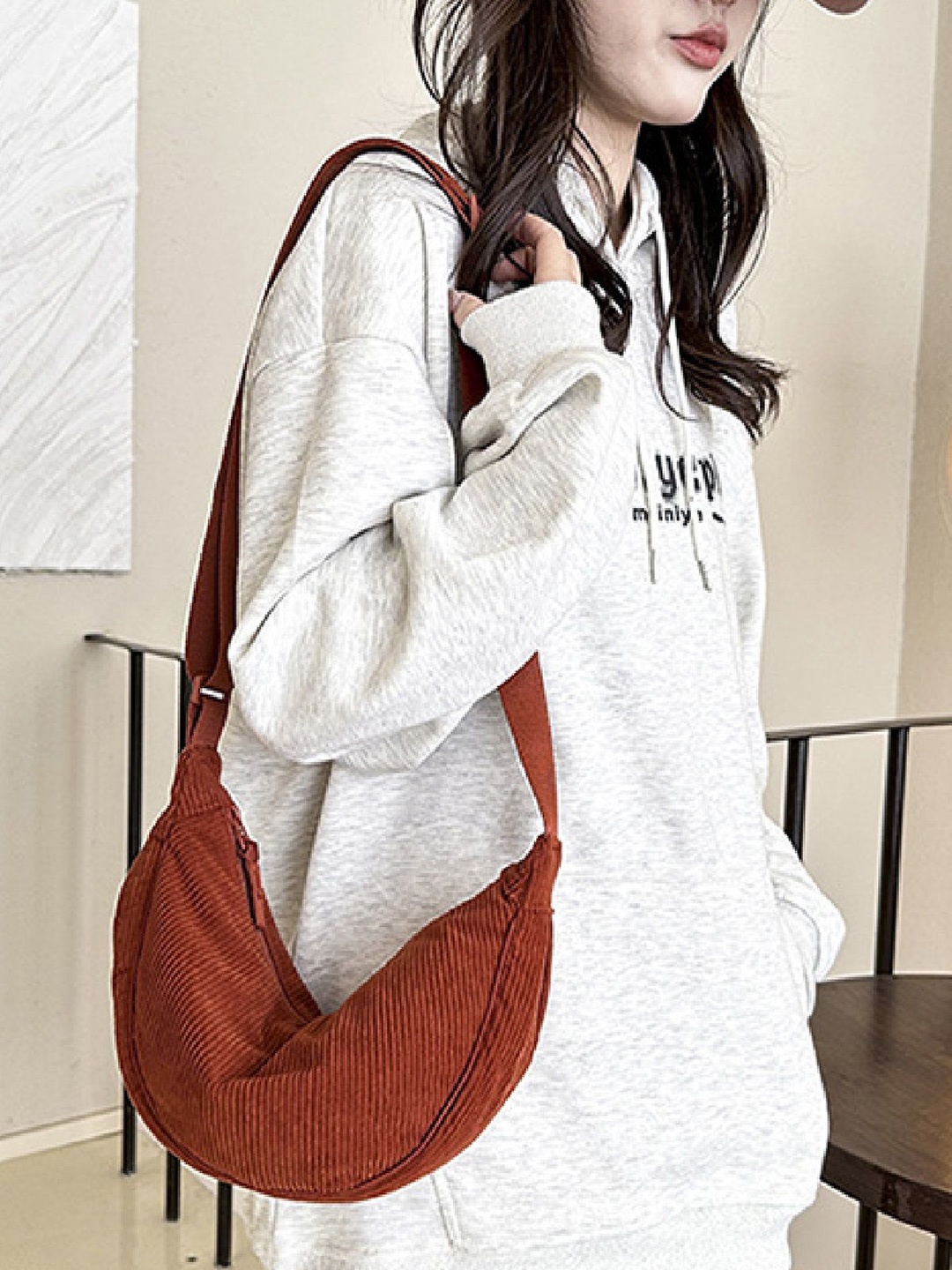 

StyleCast Dark Brown Striped Crossbody Sling Bag