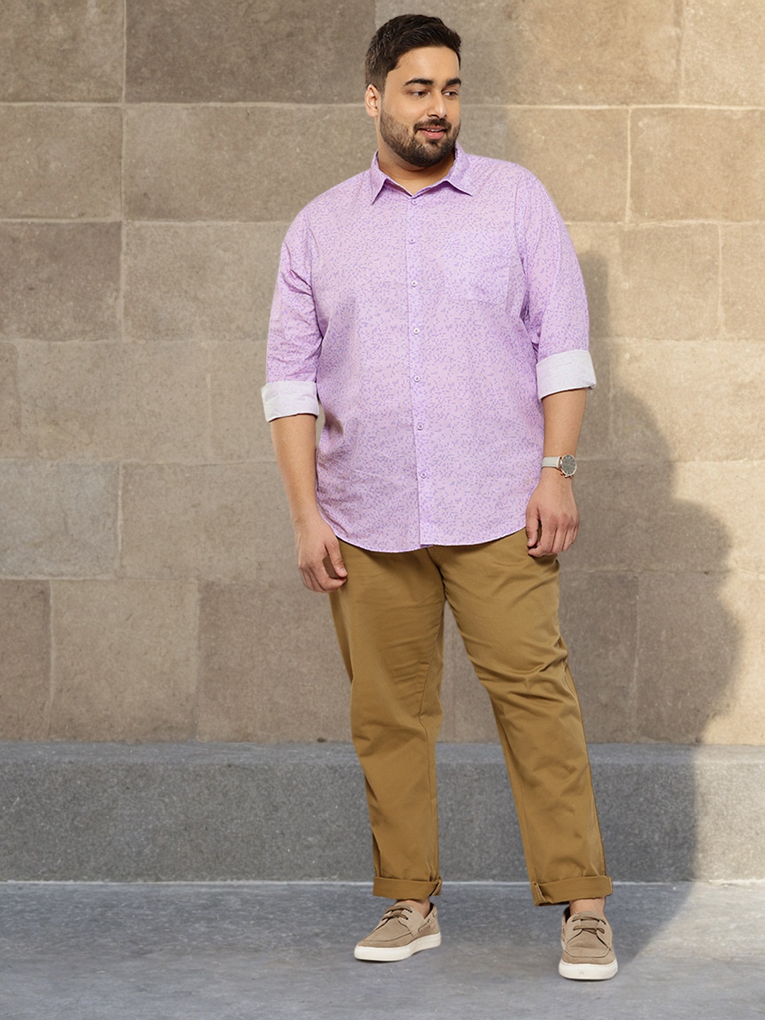 

Sztori Plus-Size Checked Pure Cotton Shirt, Purple