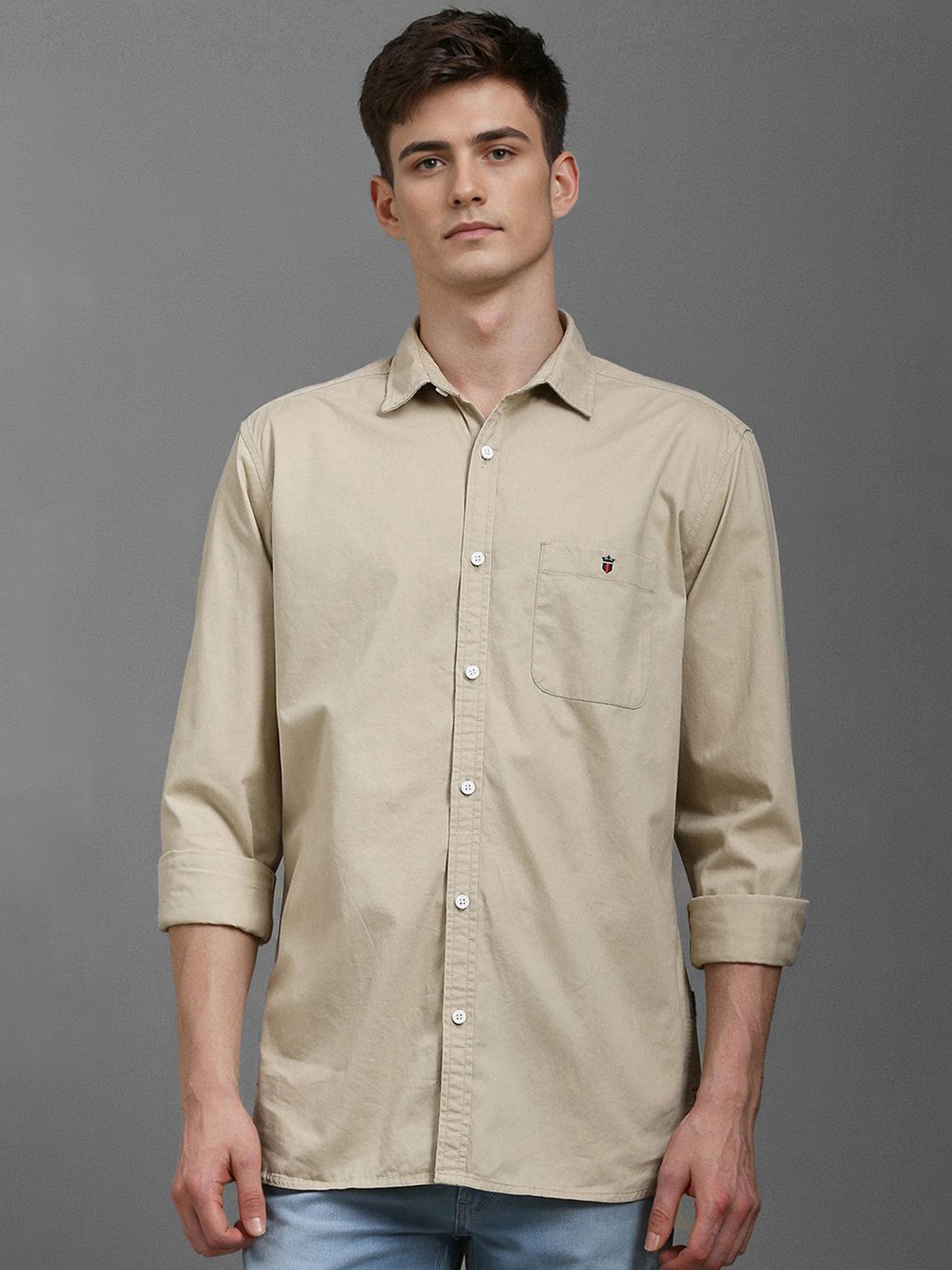 

Louis Philippe Jeans Men Slim Fit Opaque Casual Shirt, Beige