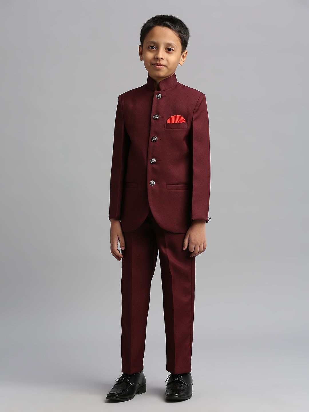 

YK Boys 2 Pc Maroon Solid Ethnic Wear Jodhpuri