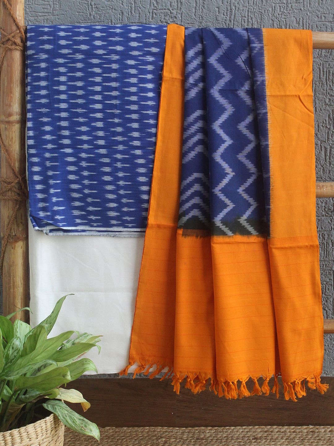 

Weaves of Tradition Pure Cotton Unstitched Dress Material, Blue
