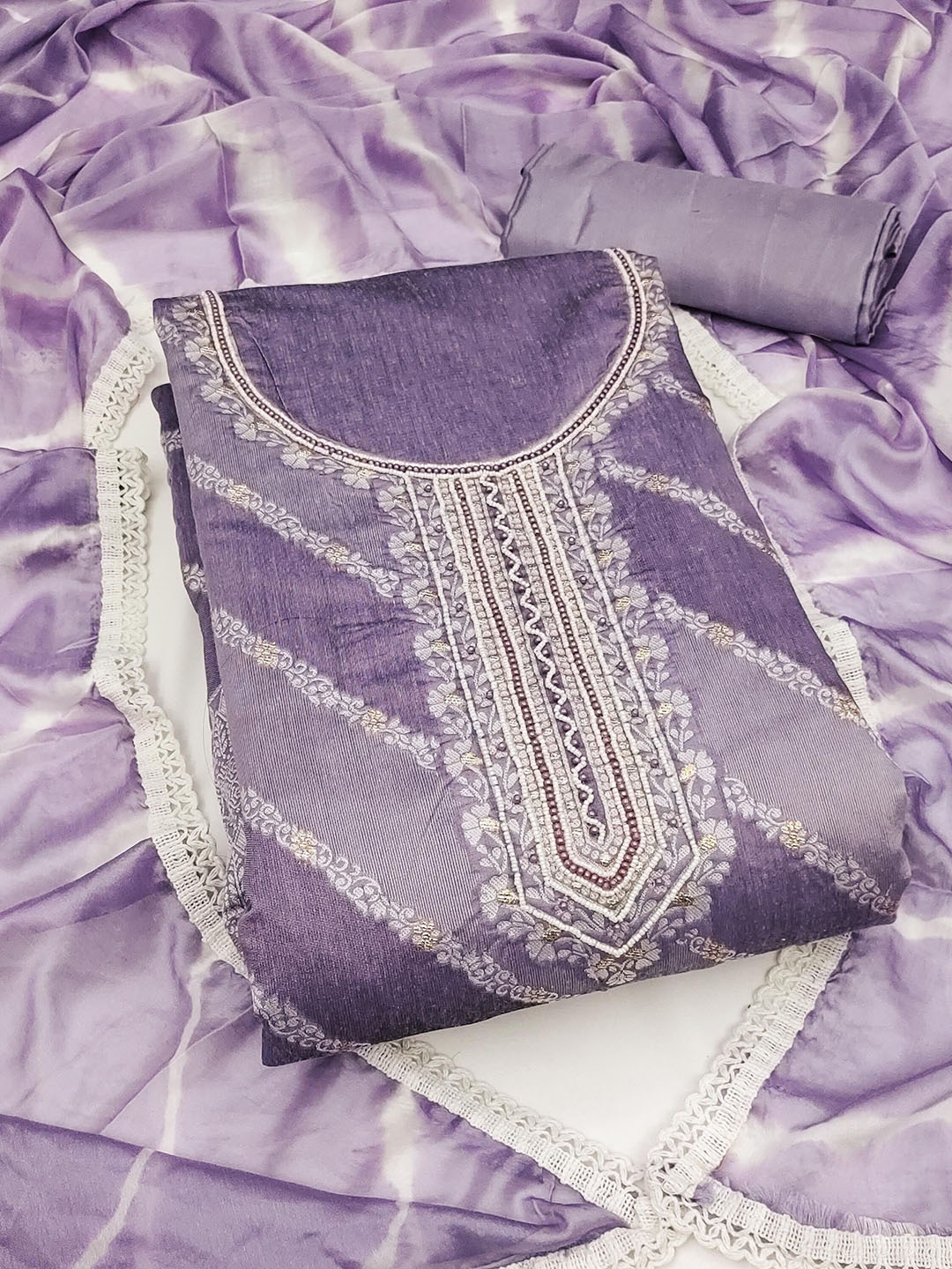 

KALINI Unstitched Dress Material, Lavender