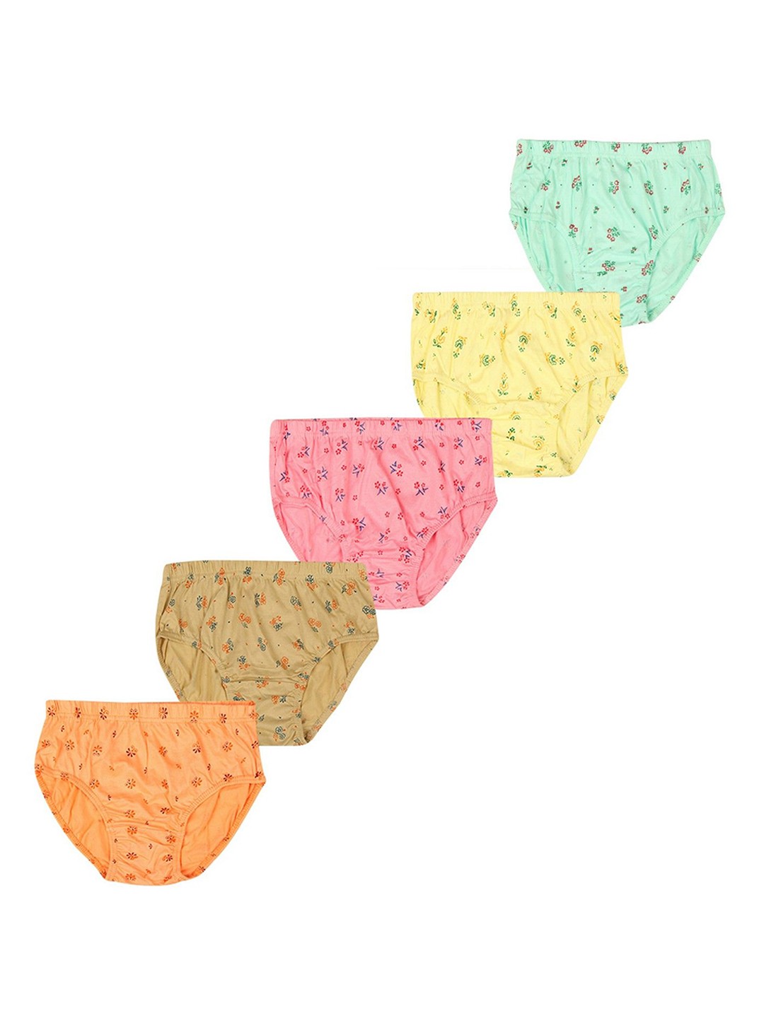 

YELLOWDELIGHT Girls 5Pcs Printed Cotton Basic Briefs YD 701 Rosy Girls Panties 9-10y-5p, Green