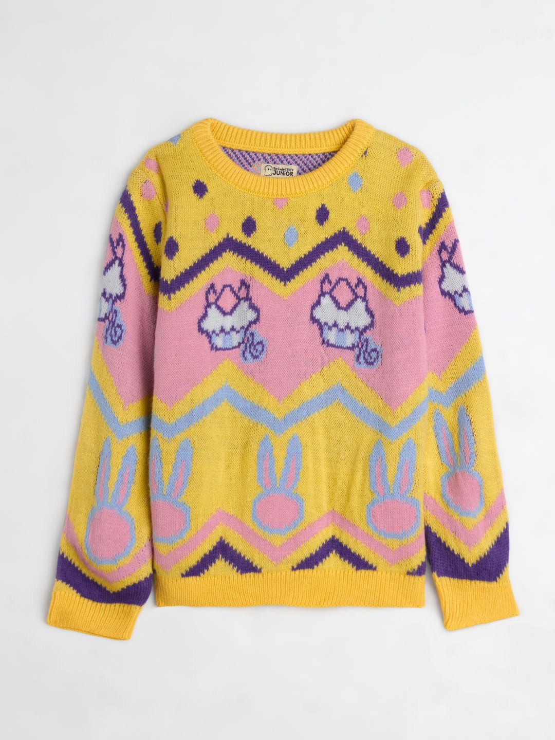 

The Souled Store Girls Printed Pullover, Yellow