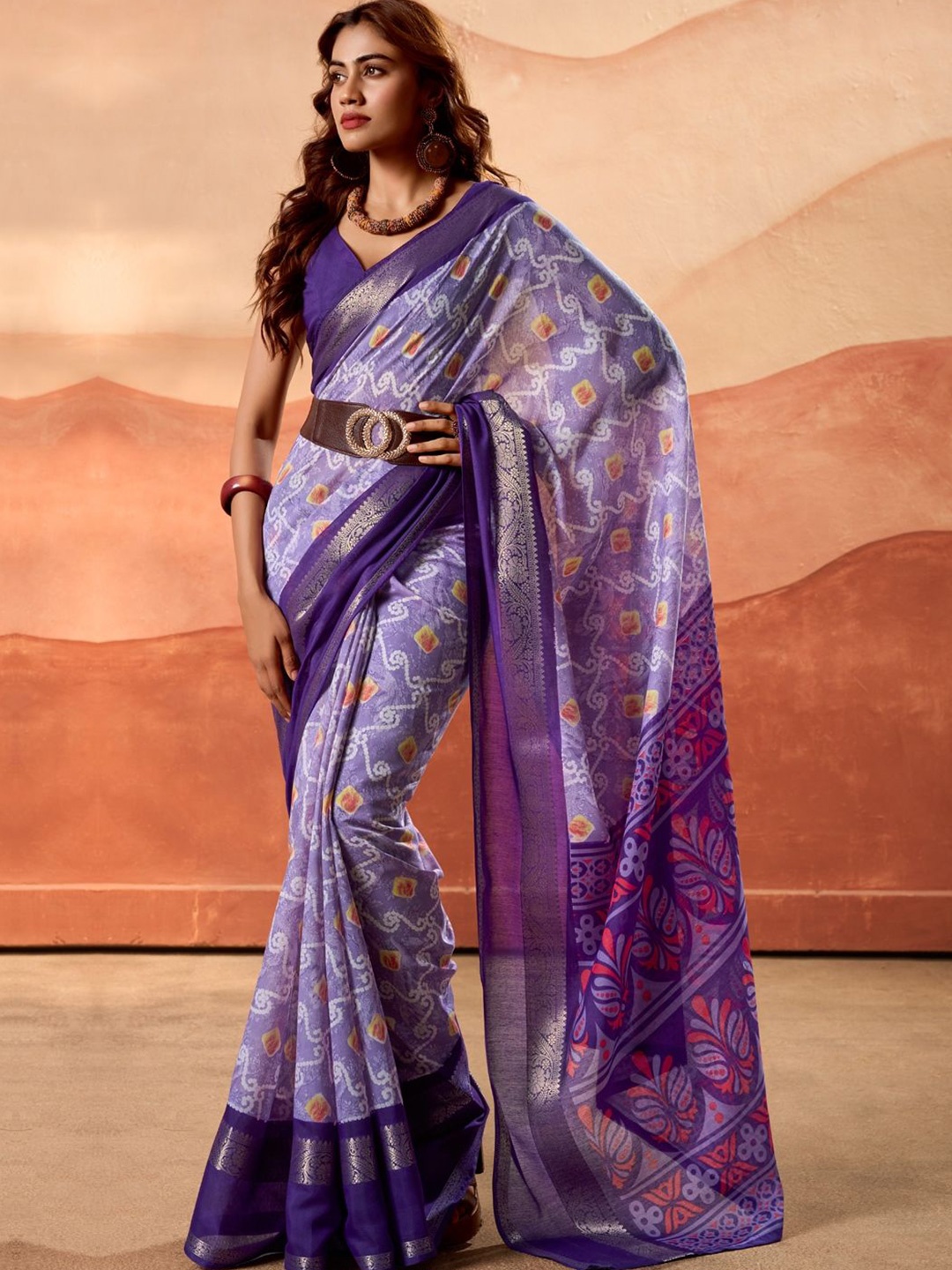 

CHUDIYA Pure Cotton Designer Saree, Purple