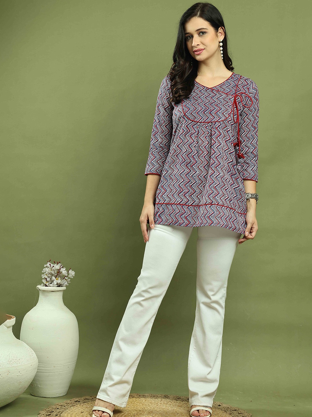 

Rajnandini Women Cotton Printed Ethnic Tunic, Blue