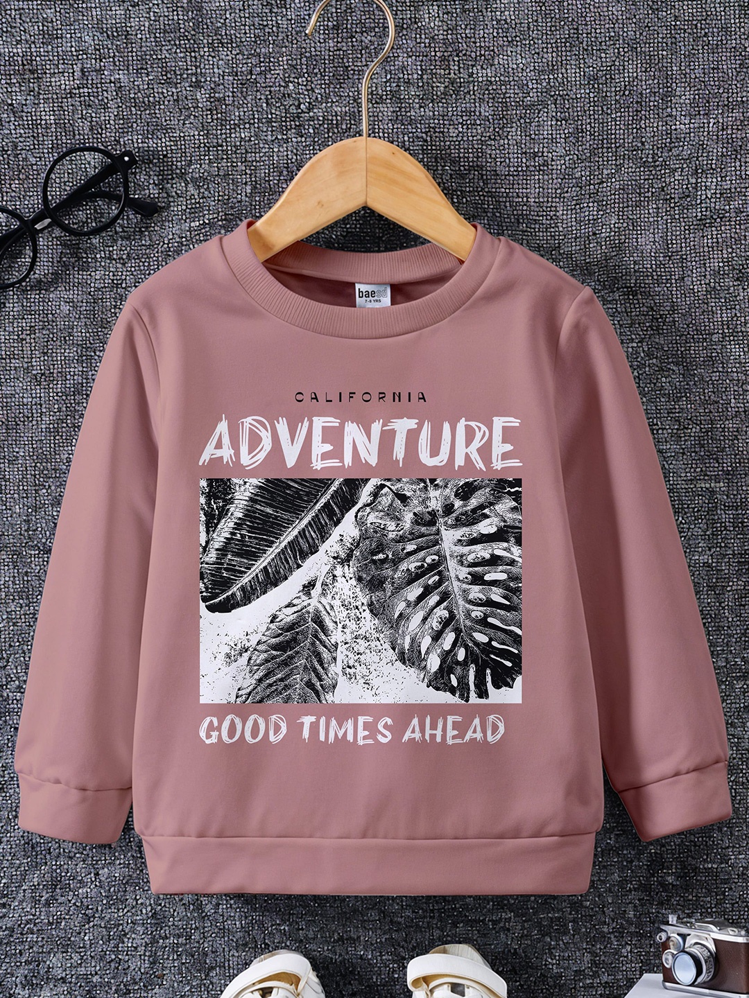 

BAESD Boys Typography Printed Sweatshirt, Pink