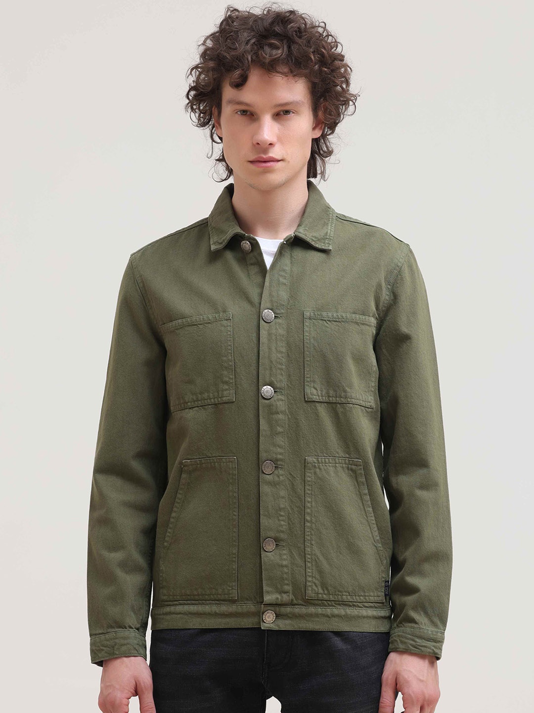 

Grit and Flair Men Cotton Fashion Jacket, Green