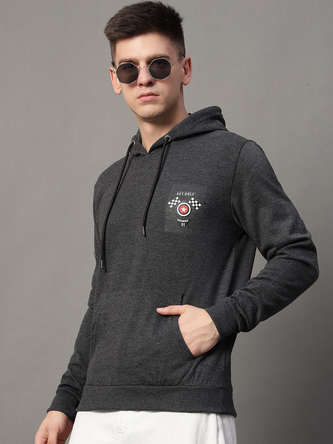 

GET GOLF Men Hooded Pullover Sweatshirt, Charcoal