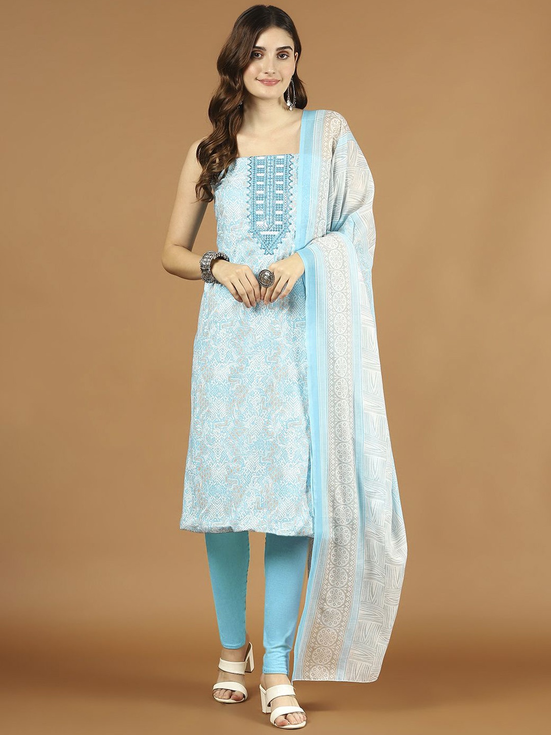 

Meena Bazaar Abstract Printed Cotton Unstitched Dress Material, Blue