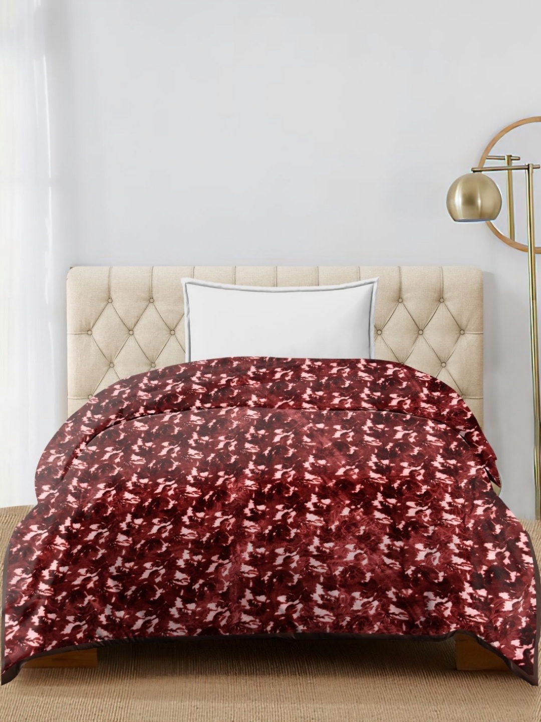

Spangle Maroon & White Mink Heavy Winter 350 GSM Single Bed Blanket