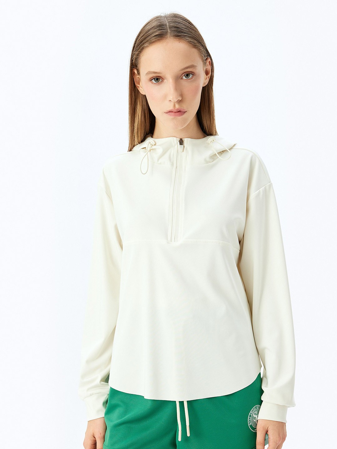

Koton Women Solid Hooded Sweatshirt, Beige