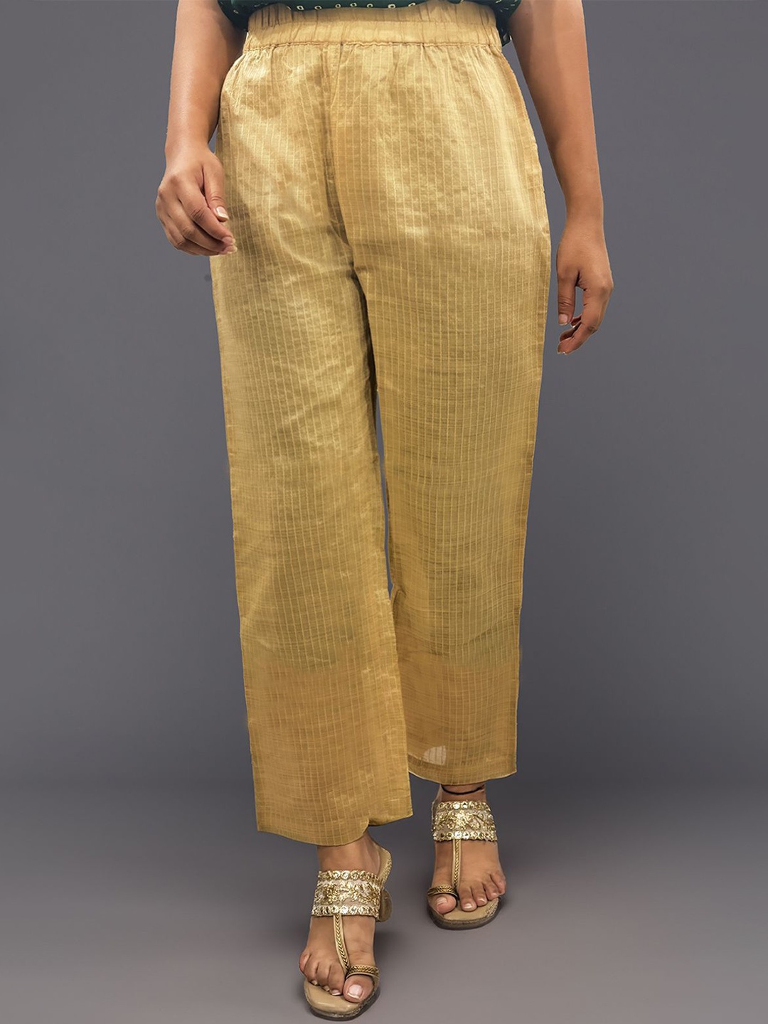 

Varanga Women Textured Regular Fit Mid-Rise Trousers, Beige