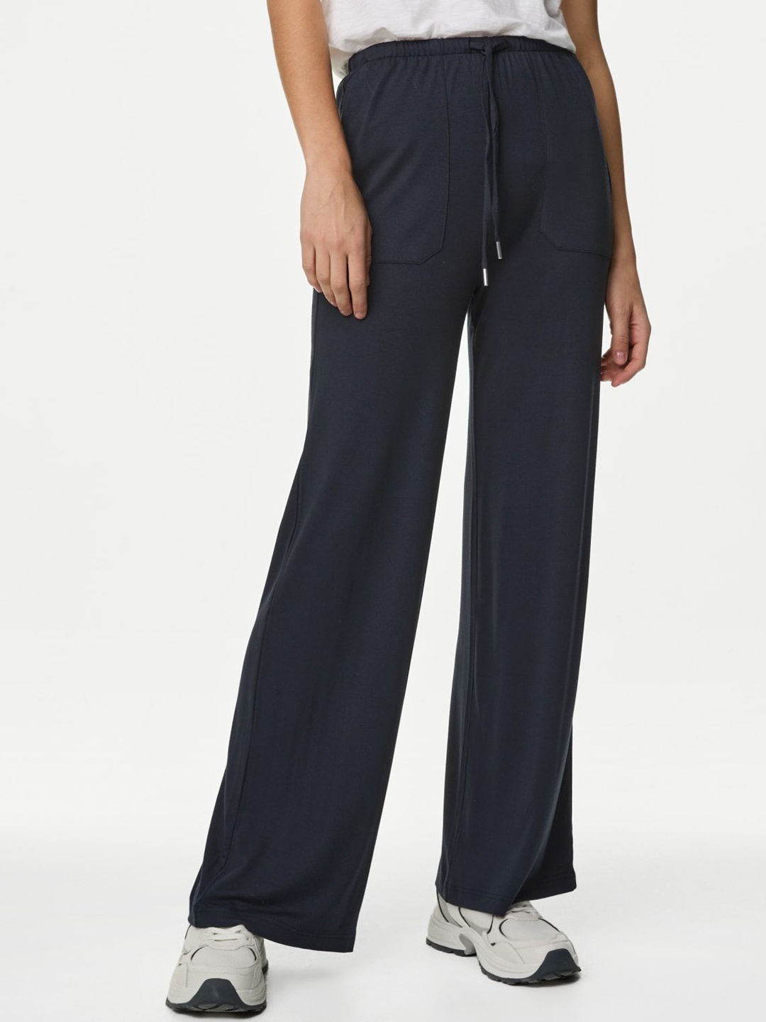 

Marks & Spencer Women High-Rise Trousers, Navy blue