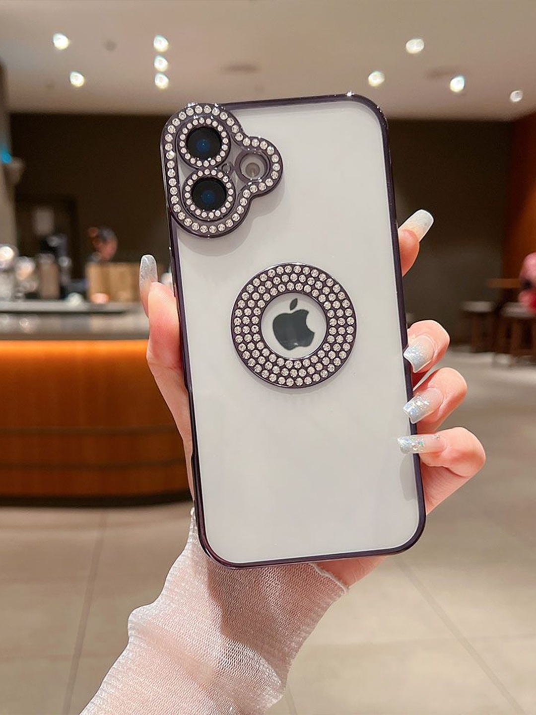

Luxury Kase Embellished iPhone 16 Plus Back Case, Black