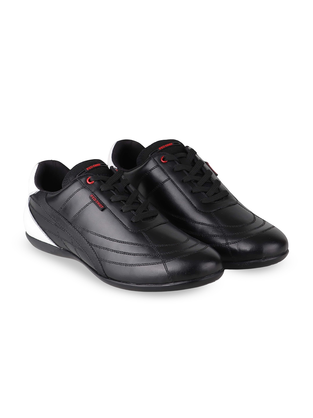 

Red Chief Men Round Toe Leather Sneakers, Black