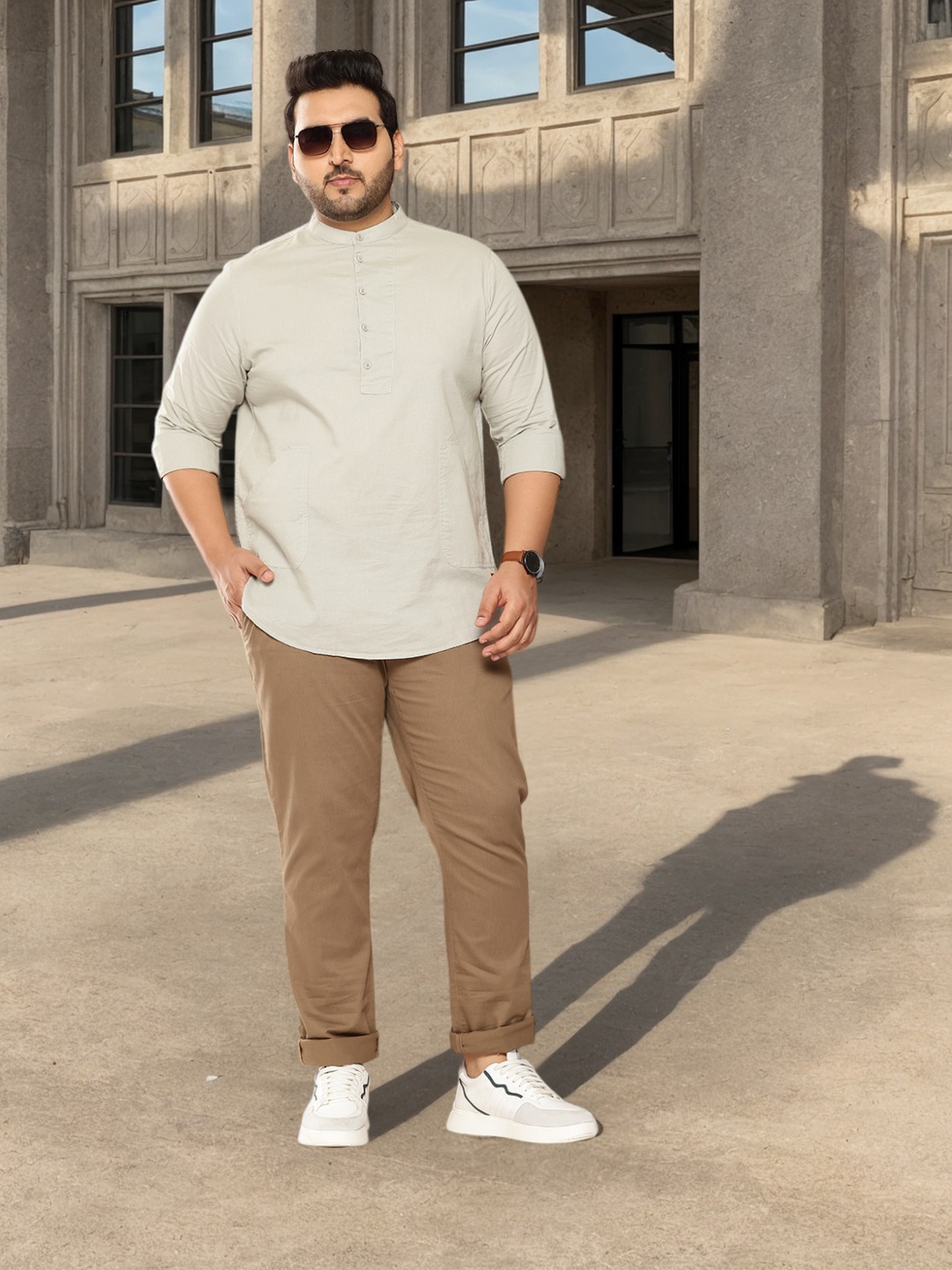 

Sztori Plus Size Opaque Casual Shirt, Beige