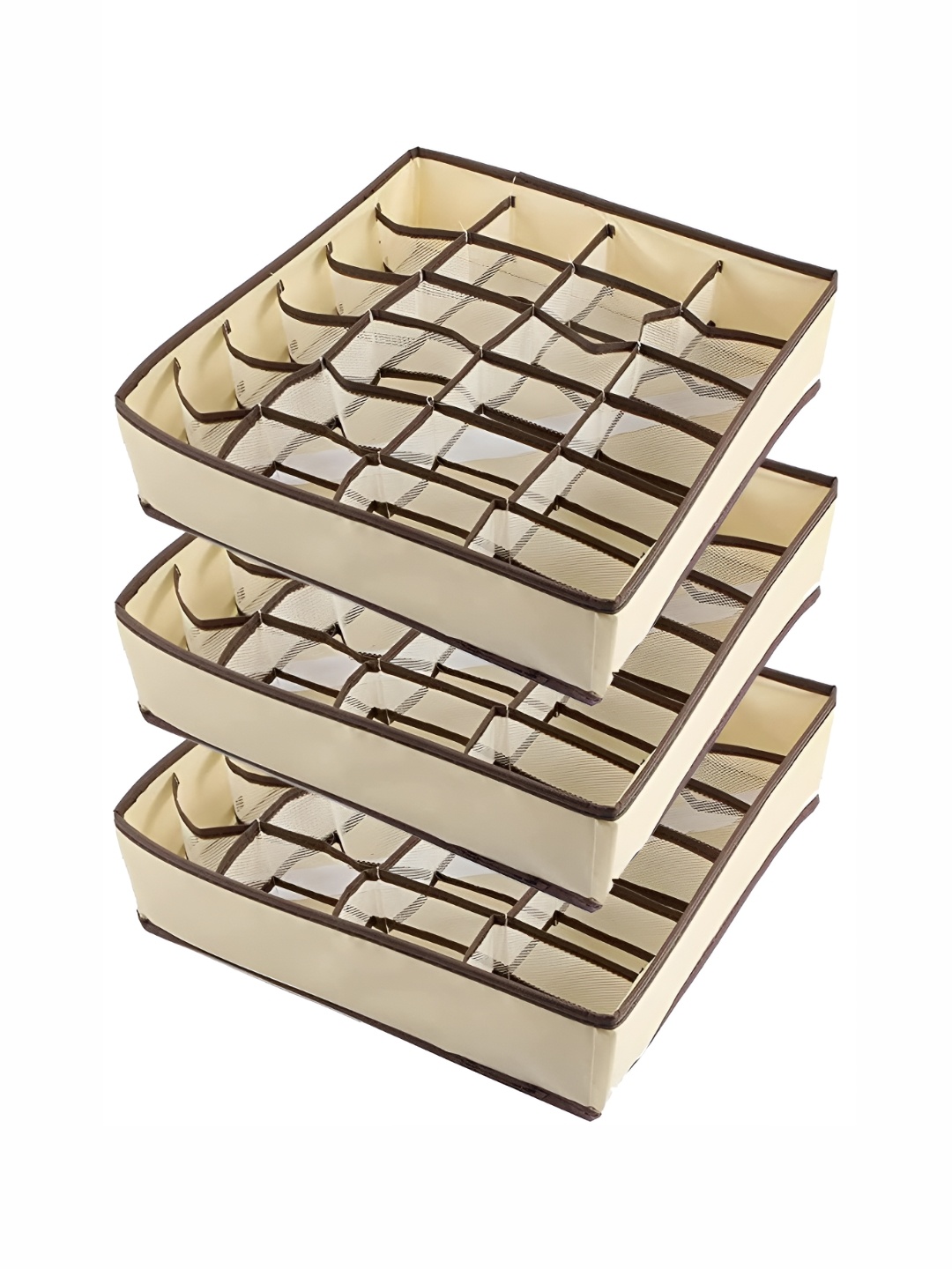 

HOUSE OF QUIRK Beige Set of 3 Regular Drawer Organiser Organisers