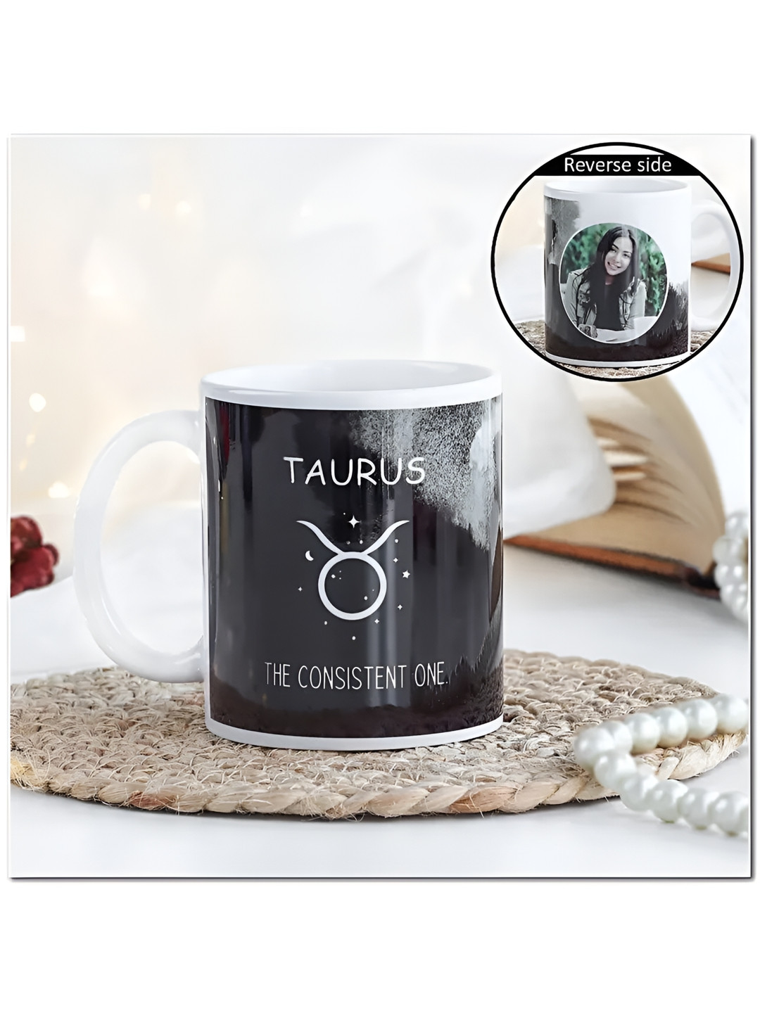 

fnp White & Black Printed Ceramic Glossy Mugs Set of Cups and Mugs