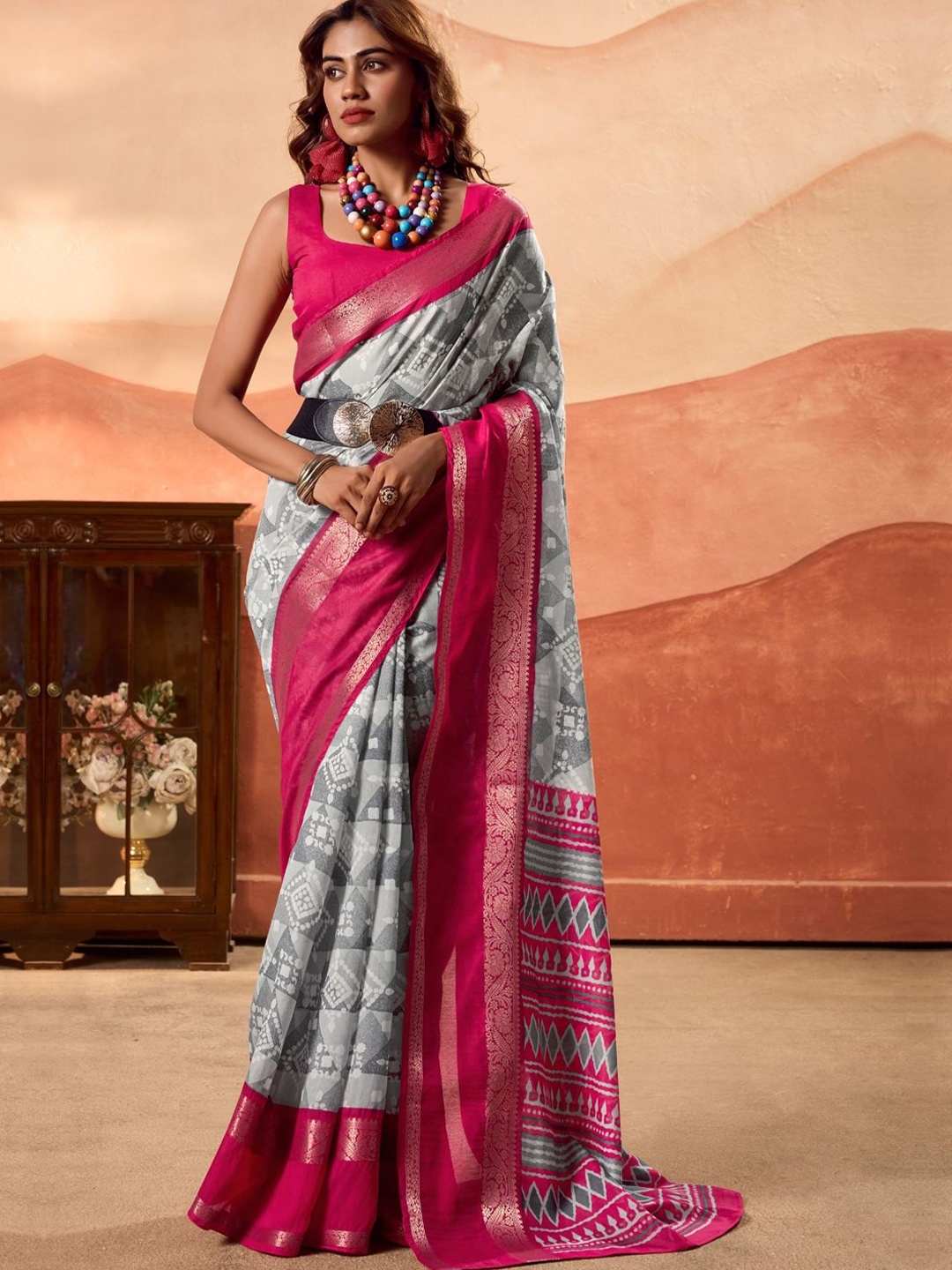 

CHUDIYA Pure Cotton Saree, Pink