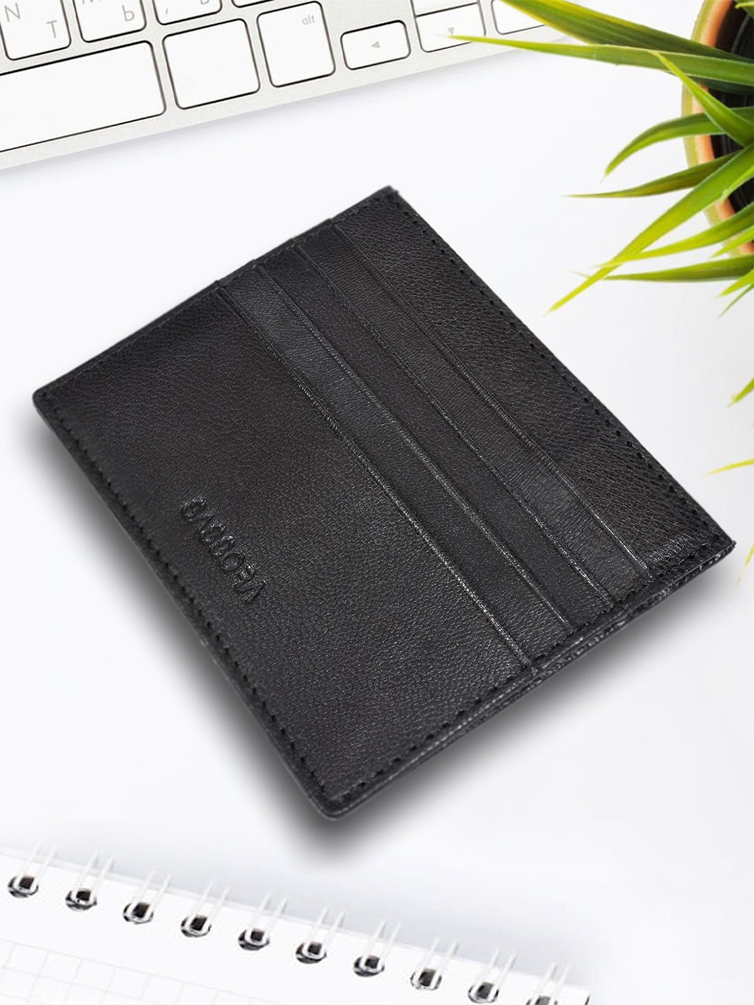 

Sassora Unisex Embellished Leather Card Holder, Black