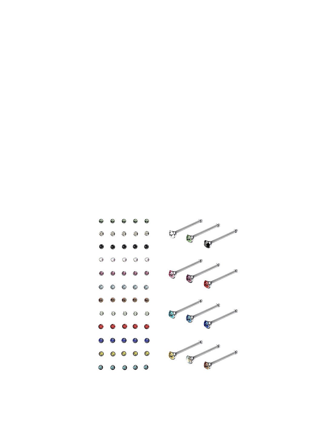 

VAMA Silver-Plated Crystal Stud Piercing Nosepin, Multi
