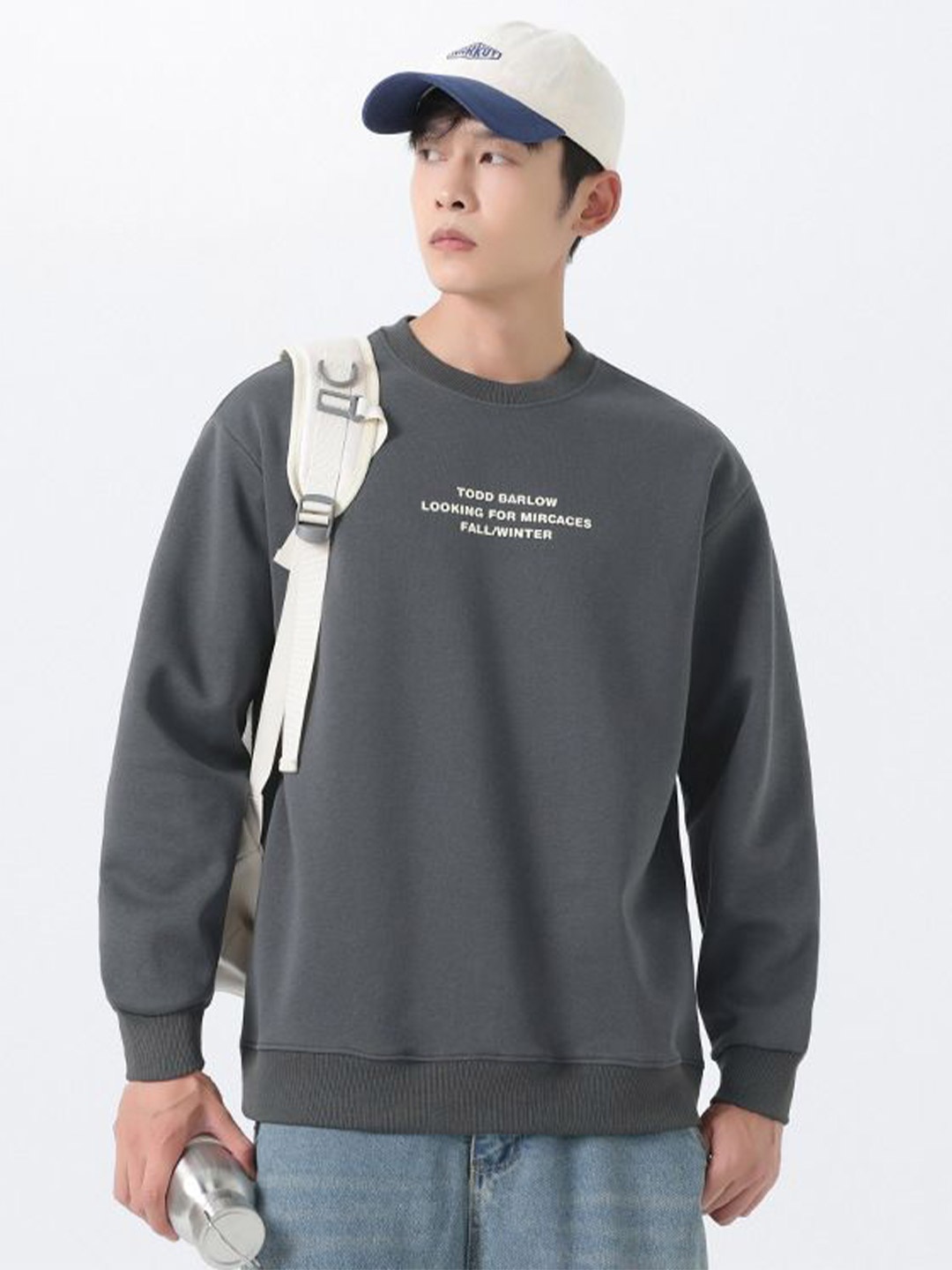 

HERE&NOW Men Pullover Sweatshirt, Grey