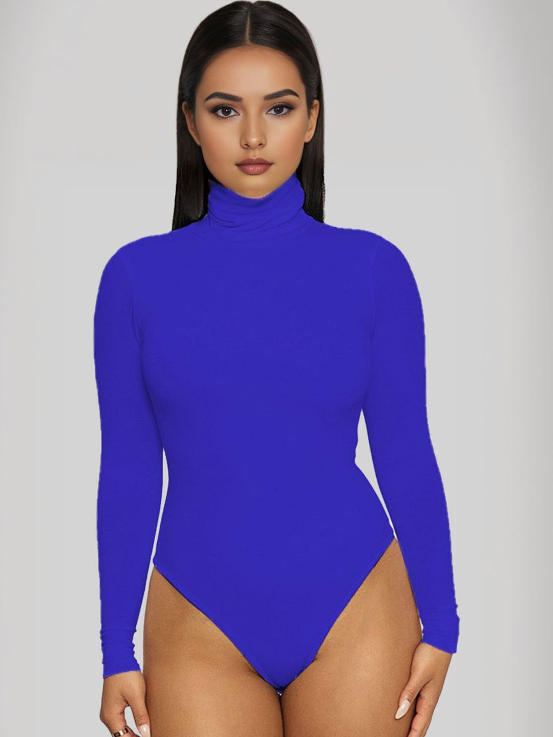 

StyleCast Women Solid High Neck Bodysuit, Blue