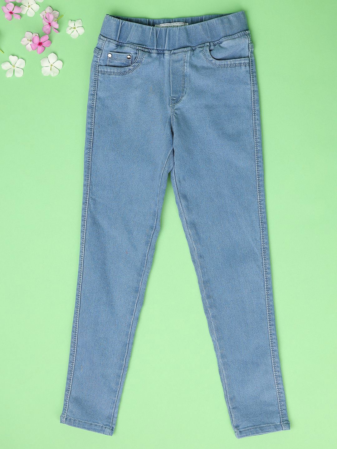 

V-Mart Girls Pure Cotton Regular Fit Jeggings, Blue