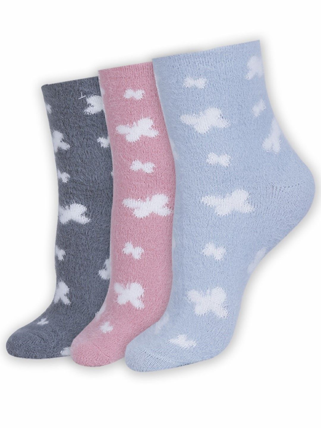 

Dollar Women Pack Of 3 Patterned Ankle Length Socks, Grey