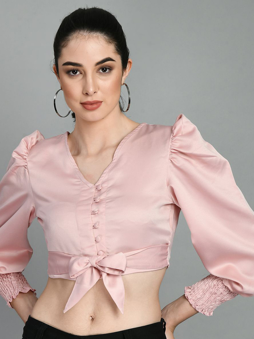 

all about you Puff Sleeve Crop Top, Pink