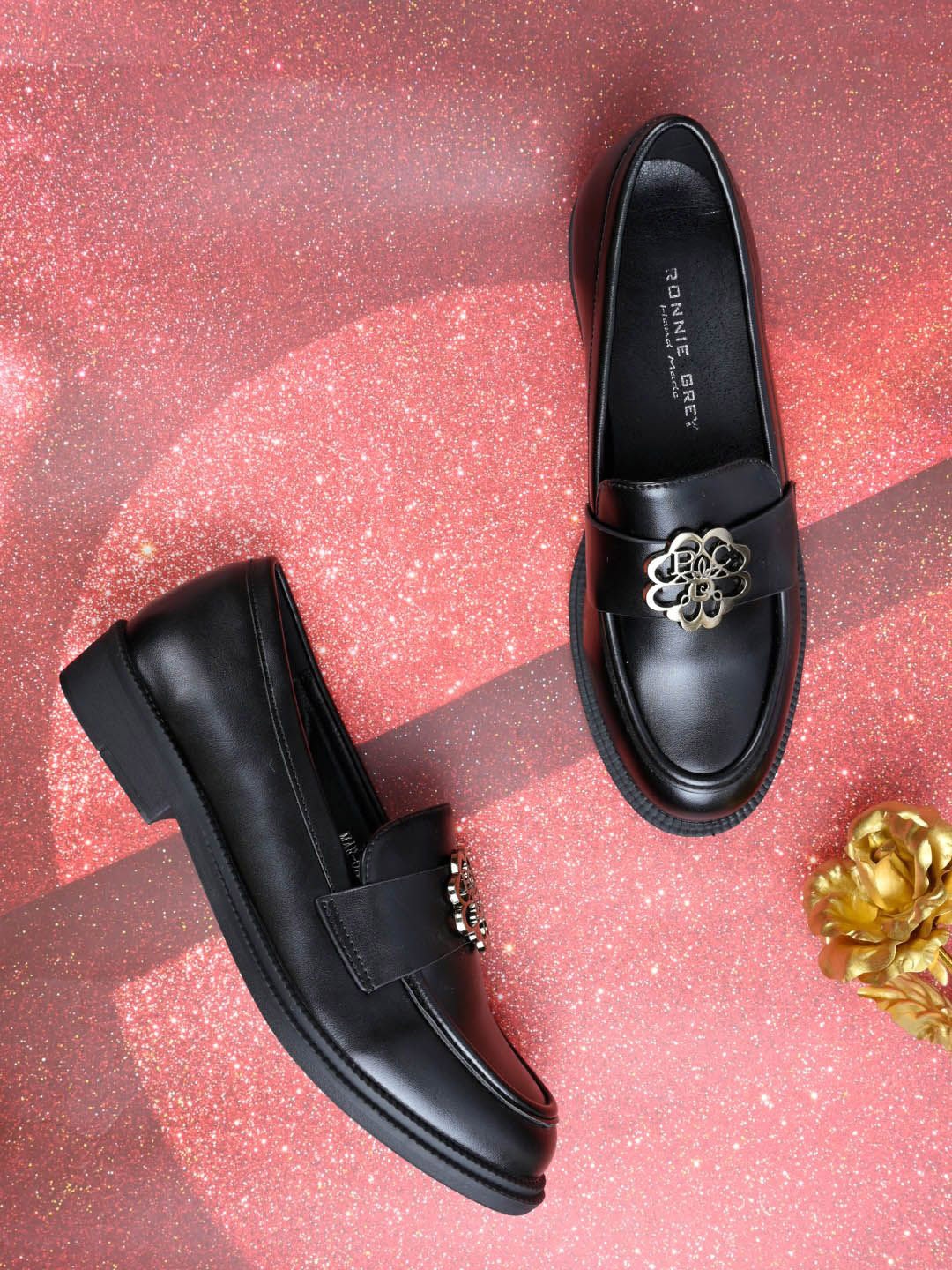 

Ronnie Grey Women Embellished PU Loafers, Black