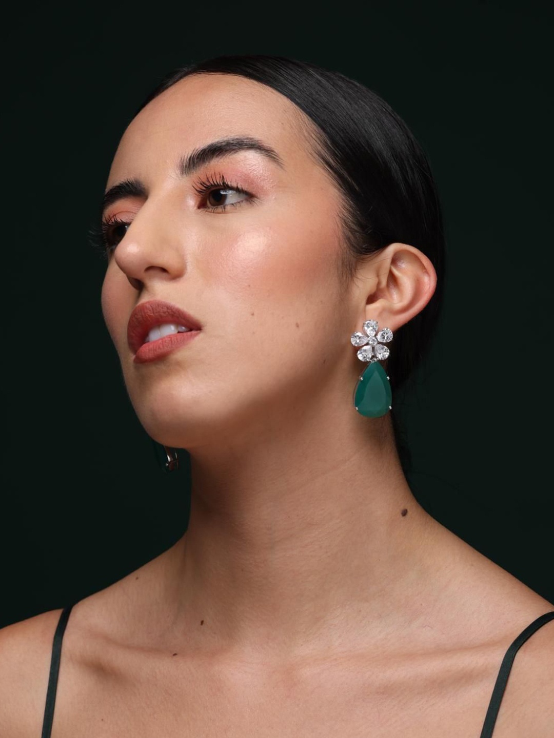 

Varnika Arora Geometric Drop Earrings, Green