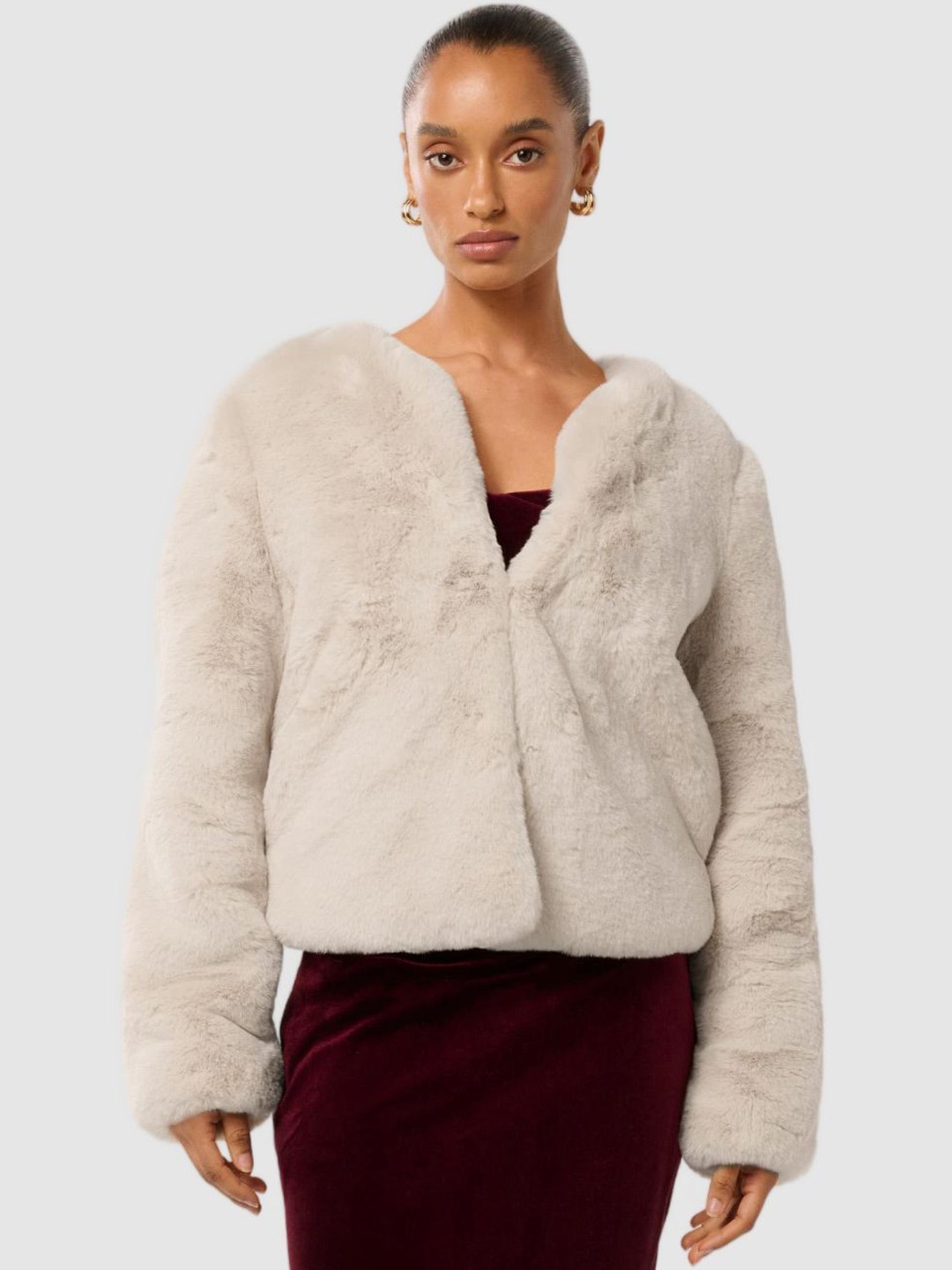 

Forever New Lana Petite Faux Fur Overcoat, Cream